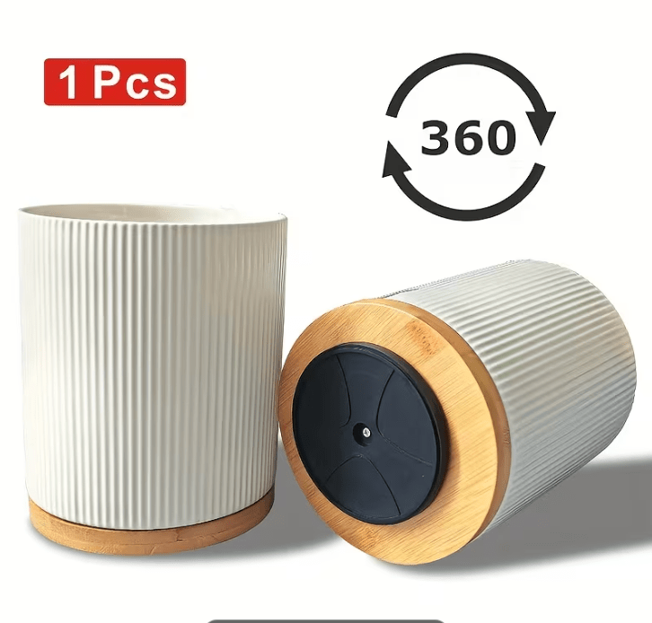 360° Rotating Ceramic Kitchen Organizer with Detachable Bamboo Base – Space-Saving Utensil Holder for Countertops, Perfect for Cooking Tools, Flower Vases, and Whisky Glasses, Kitchen Accessories