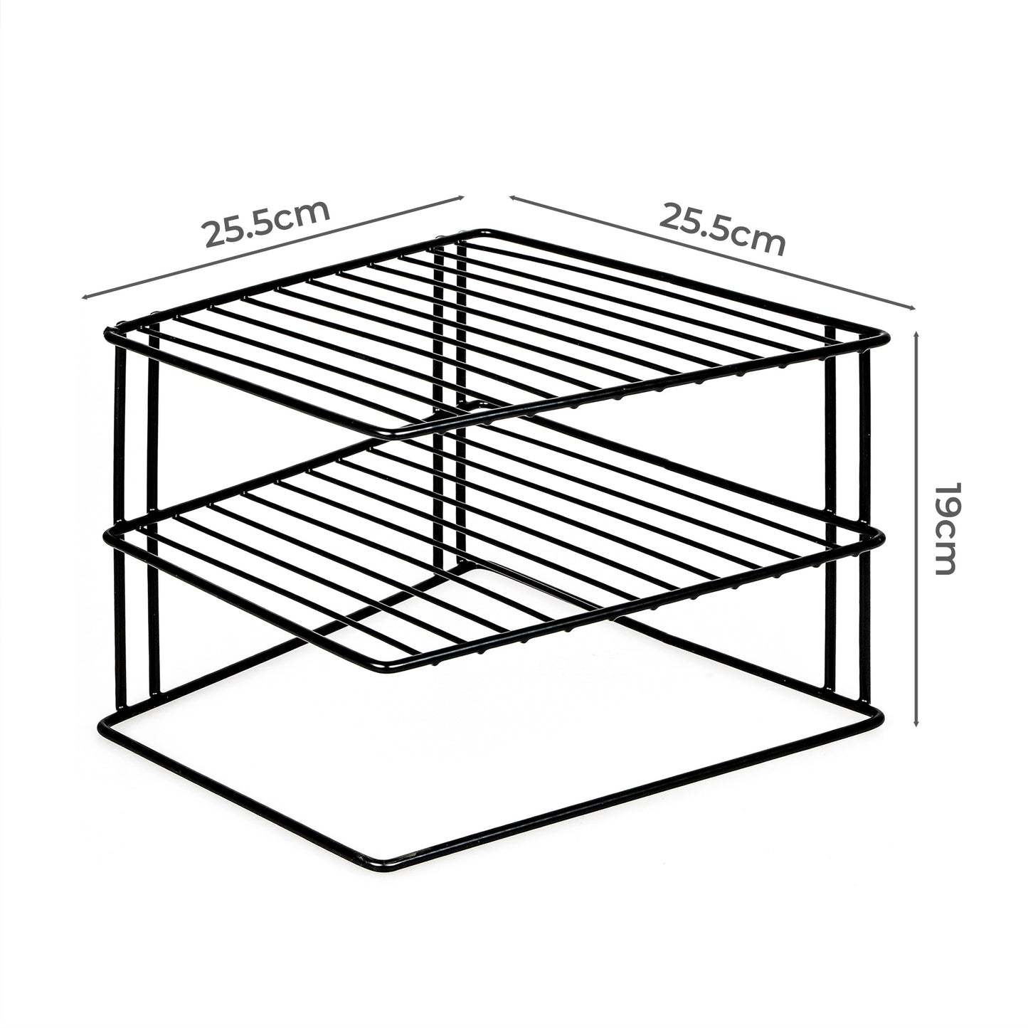 Taylor & Brown 3 Tier Corner Kitchen Plate Bowl Rack Stand Holder Tidy Cupboard Shelf Insert Storage Organiser, Space Saving, H19 x W25.5 x D25.5cm, White
