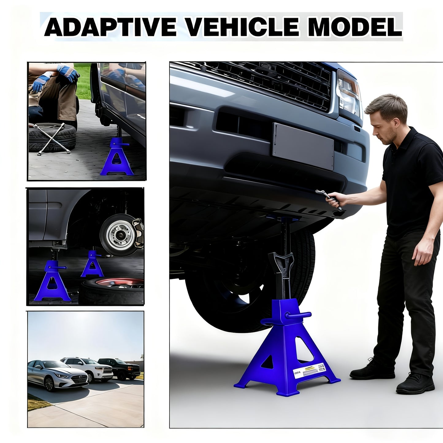 3-Ton Heavy-Duty Ratchet Jack Stand, 9 Levels, 190X200X235Mm, for Cars, Caravans, Vans, Garages And Workshops, Vehicle Lifting Tools, Auto Repair Tools, Car Enthusiasts, Car Jacks, 2-Pack