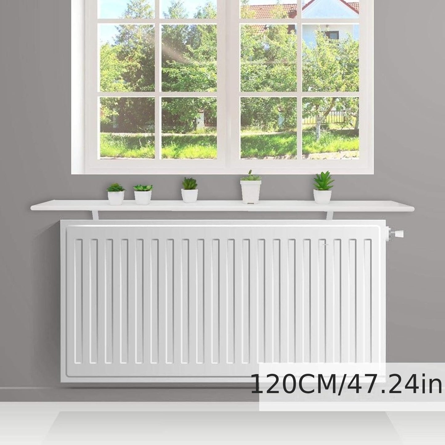 Radiator Shelf 60/90/120Cm MDF Wooden Floating Shelf Cover Modern Cabinet Top for Offices Living Rooms Kitchens Radiator