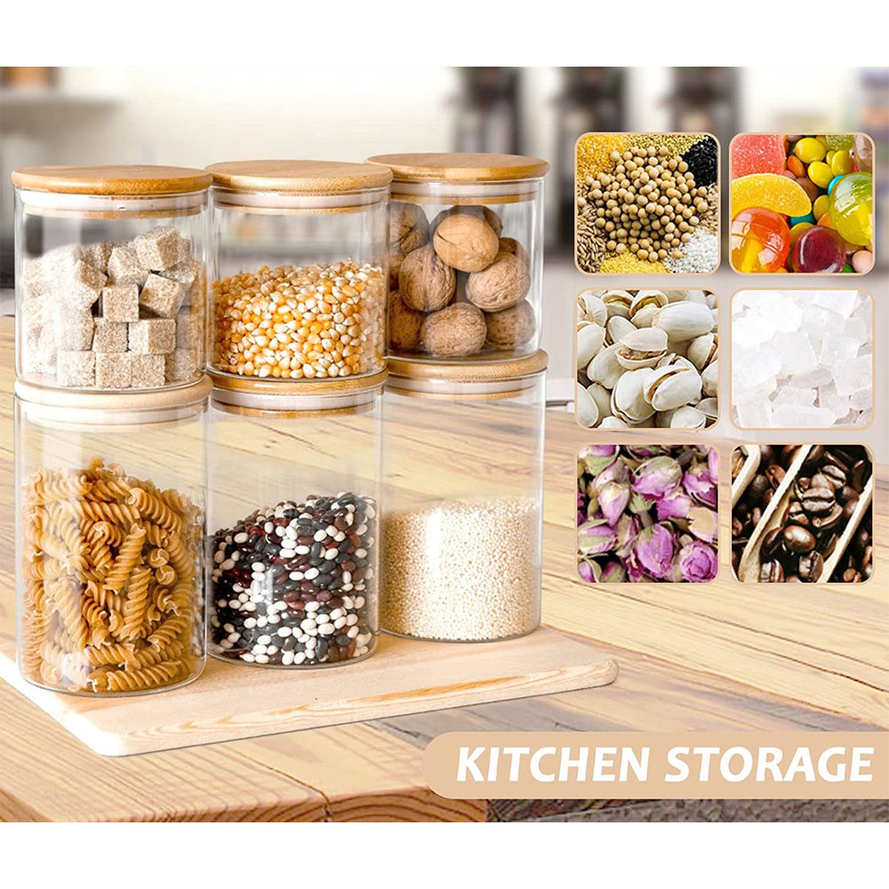 Glass Food Storage Jars With Lids Set Of 10 Glass Airtight Kitchen Food Canisters Cylinder Clear Preserving Seal Containers With Lid For Canning Cereal, Pasta, Spices Valentine's Day Gifts