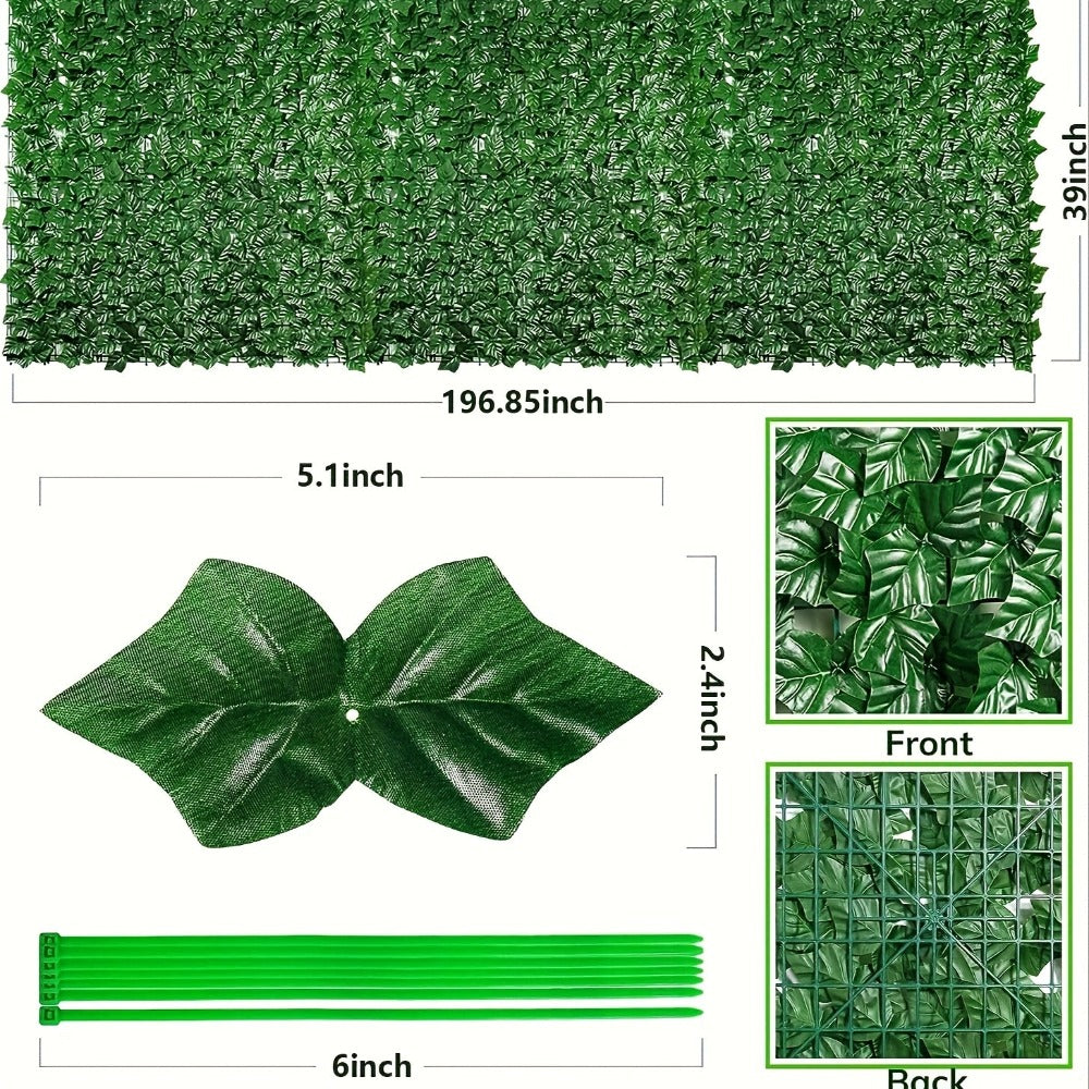 Artificial Ivy Privacy Fence Screen Panel 5m Extra Long Balcony Garden Wall Trellis Faux Hedge Leaf Outdoor Home Decor Green