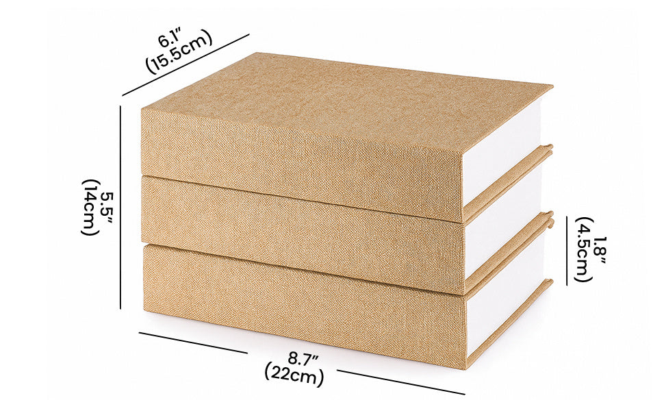 3pcs Decorative Book Boxes Set, Modern Faux Books for Home Decor, Hardcover Storage Boxes for Bookshelf, Coffee Table & Office Decoration