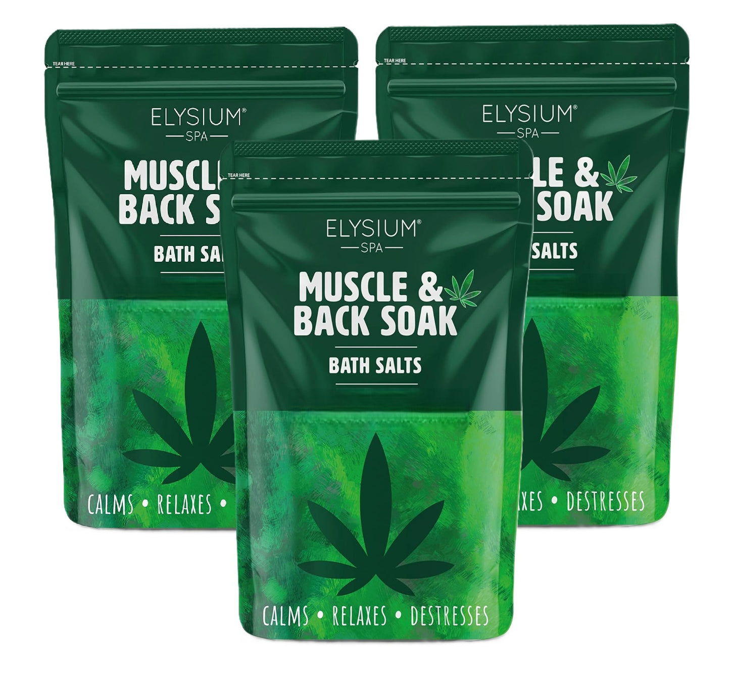 Elysium Spa Scented Bath Salts 450g – 3 Pack Crystal Bath Soak for Home Bathing Use