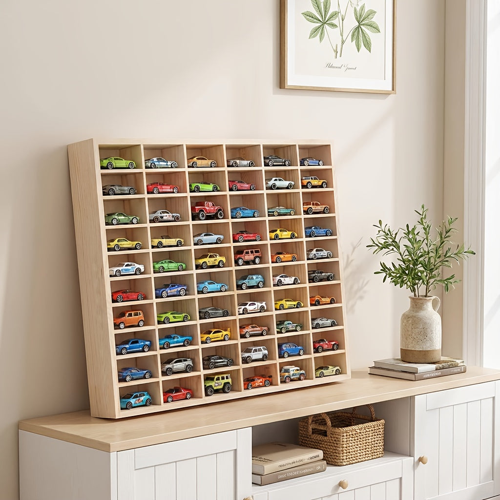1:64 Wooden Model Car Garage Kits Doll Storage Box Unit Shelf Toy Storage Case