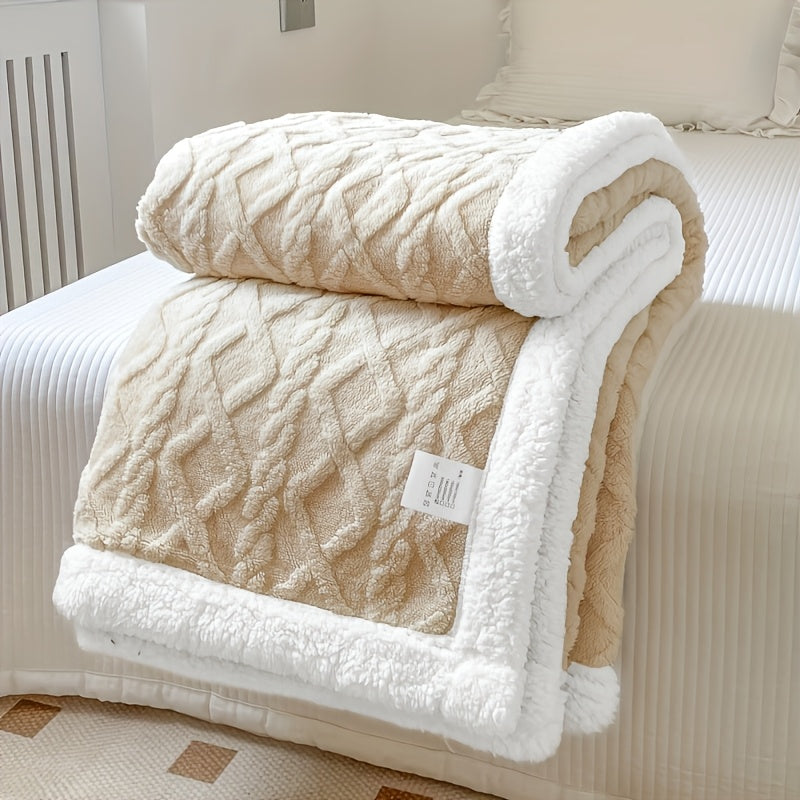 Thickened Throw Blanket, Soft, Cozy Geometric Pattern, Lightweight & Durable for Office Naps, Sofa, Dorms, Gift - 300-350GSM, Machine Washable, Perfect for All Seasons, Local Warehouse