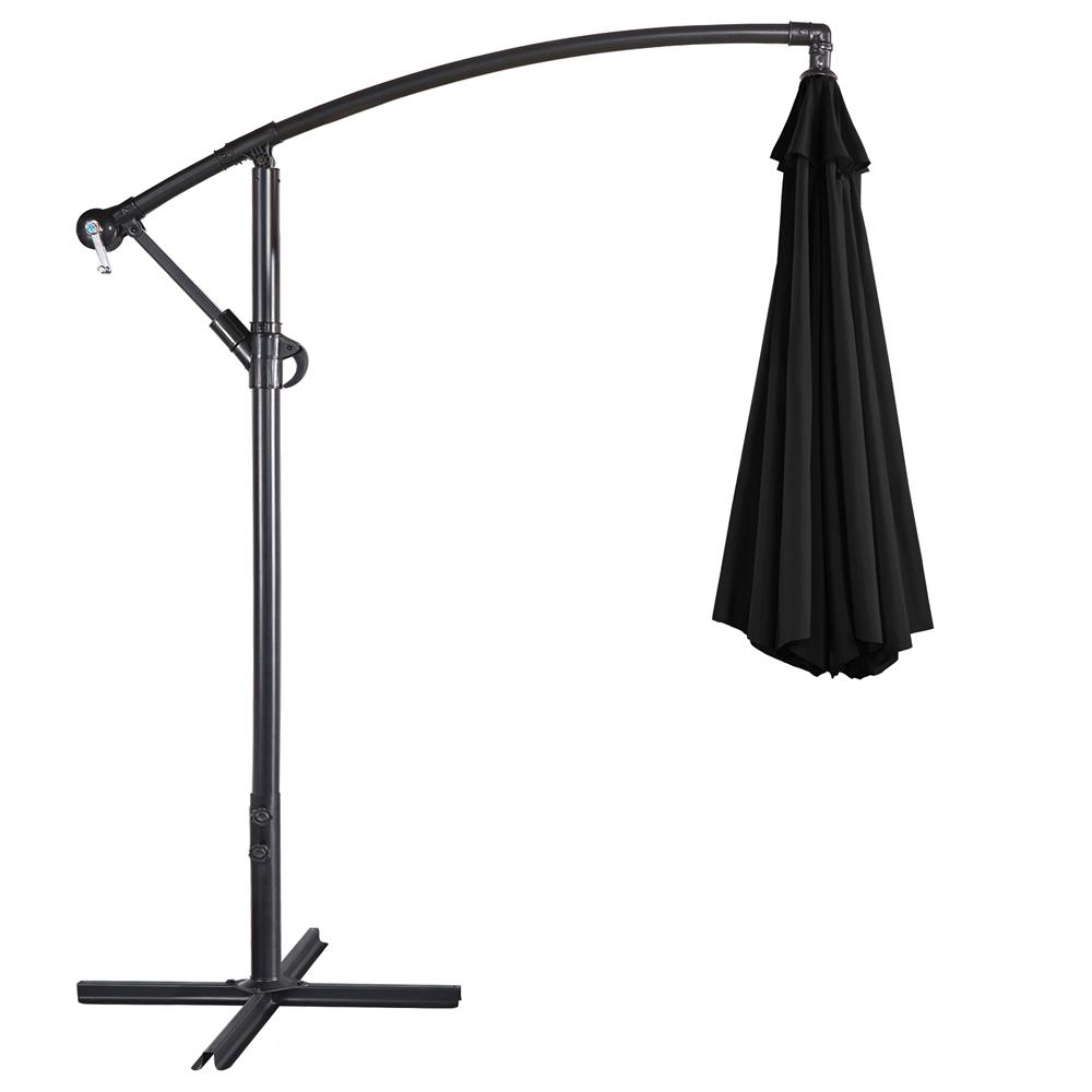 3M Offset Cantilever Garden Parasol with Crank & Cross Base – Outdoor Hanging Banana Umbrella Sun Shade for Patio, Garden, Beach & Party, Shades 4–6 People, Powder-Coated Metal Frame