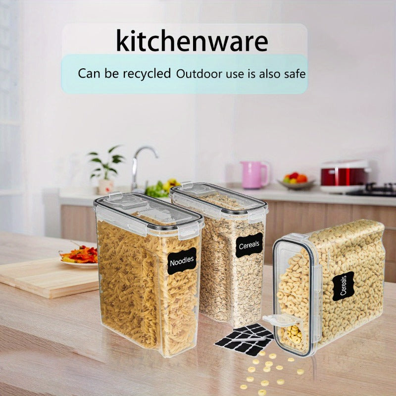 4L Or 2.5L, Leak-Resistant, And Reusable Food Storage Jars with Lids, (4 Jars And 4 Lids Included)Designed for Portability And Stacking, Suitable for Cereals, Snacks, Tea, And Pasta, Includes Labels And Markers, Ideal for Kitchen Use