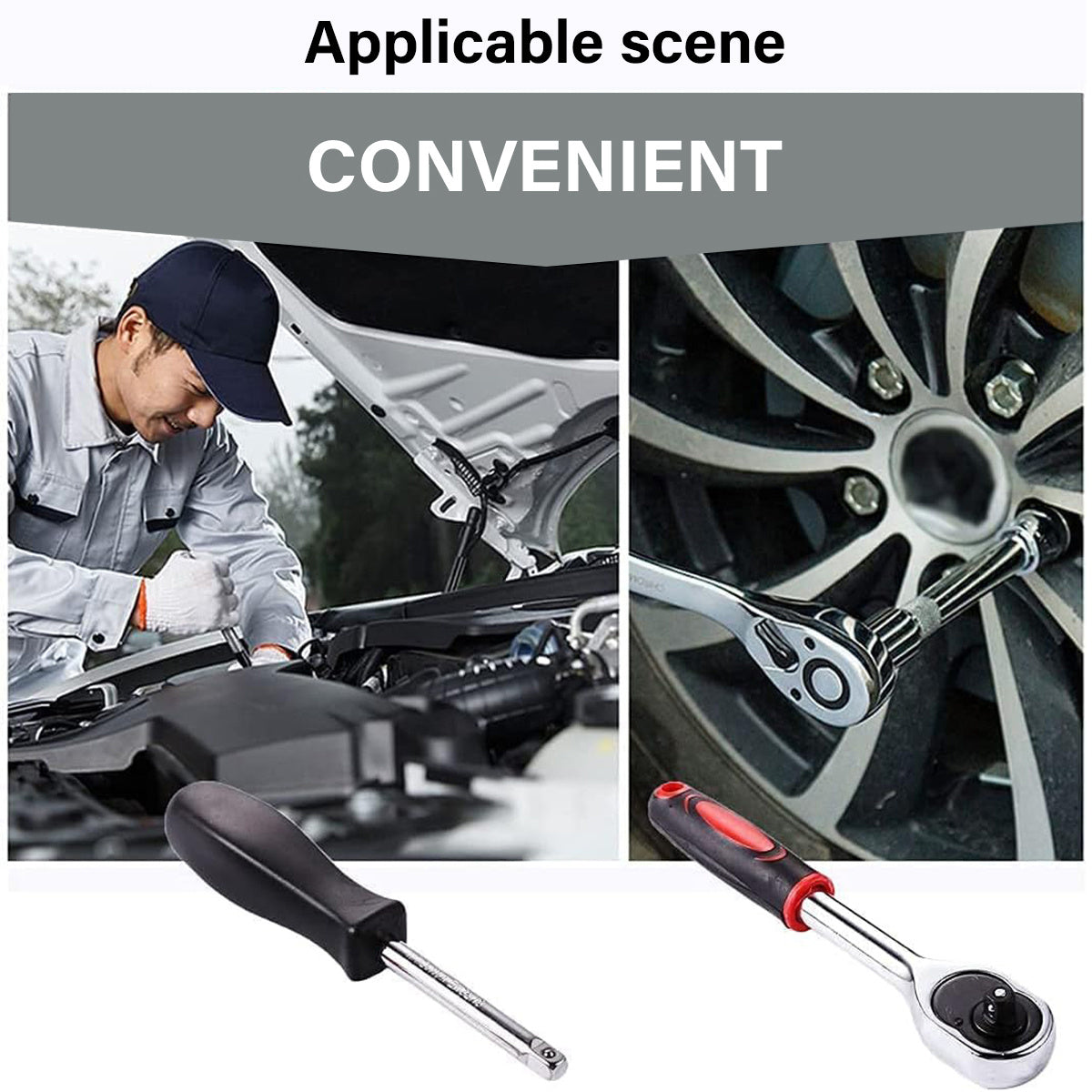 53pcs 1/ 4" Drive Ratchet Socket Wrench Set, with Carbide Screwdriver Bits - 1/ 4" Drive Ratchet with Flat, Hex, & Torx Heads, Extension Rod - Durable Tool Kit for Car Maintenance & Household Tasks