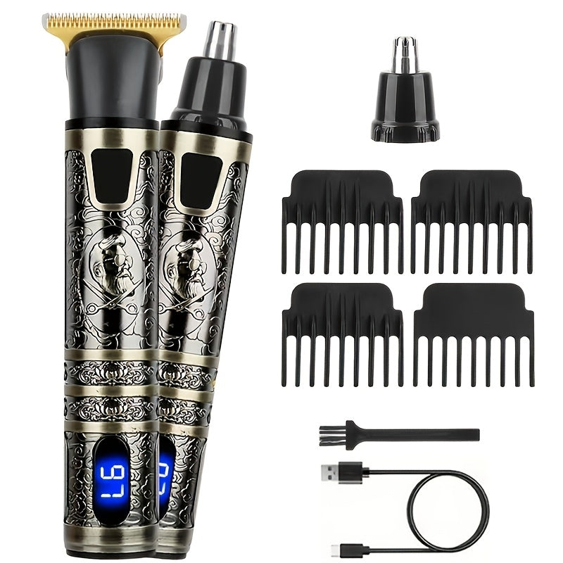 1/2pcs - Professional Cordless Men's Electric Shaver, Hair Clipper, Beard Trimmer, Set - USB Rechargeable, Precision Cutting, Durable Lithium Battery, Hair/beard Trimmer Set with Accessory Limit Comb, Suitable for All Styling Needs