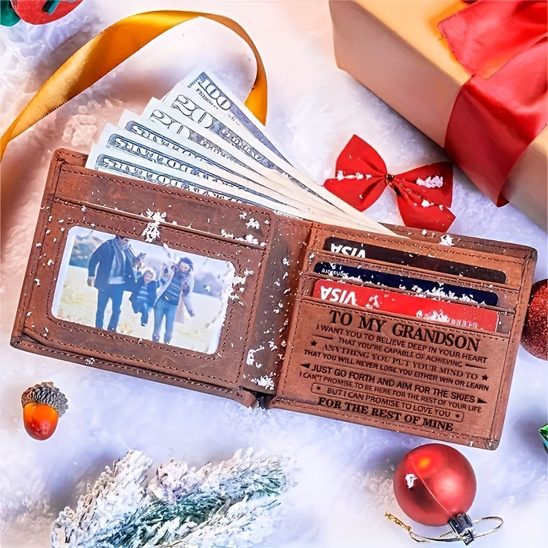 1pc, Original Men's Wallet Card Bag, Grandmother's Gift for Grandson, Creative Gift for Teenagers and Boys