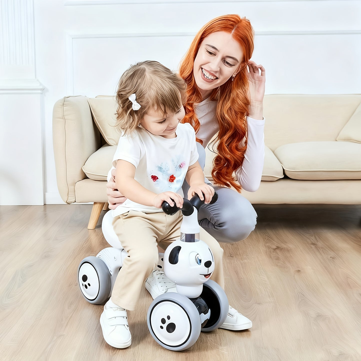 Dog Balance Bike for Boys & Girls, Toddler Ride-On Toy, No Pedal 4 Wheels Training Bike, Birthday Gift, Indoor Outdoor Walker Bike