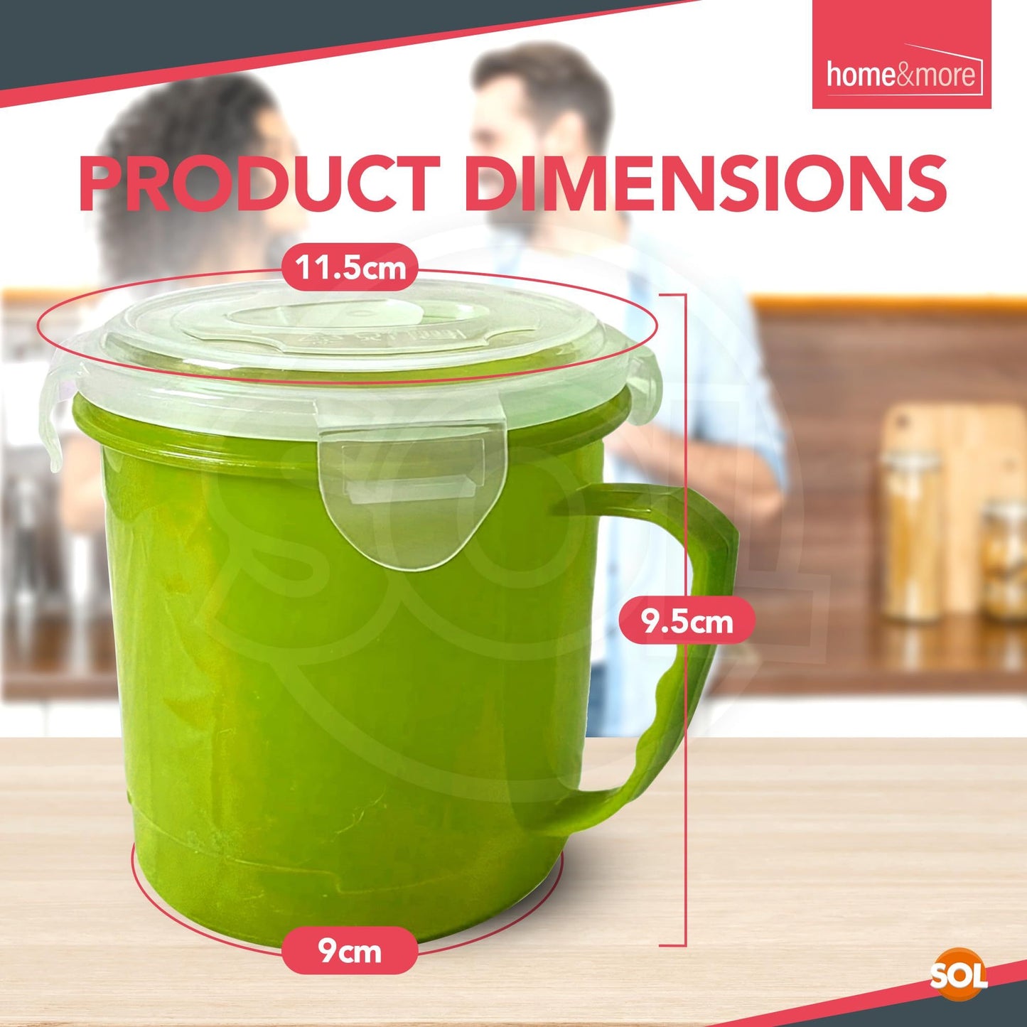 4 Pack Microwave Soup Mugs 700ml | Plastic Soup Containers with Handles & Lids | Stackable Microwave Bowls for Reheating & Serving | Dishwasher Safe Soup Mugs for Leftovers, Porridge & Hot Meals at Home, Office or School
