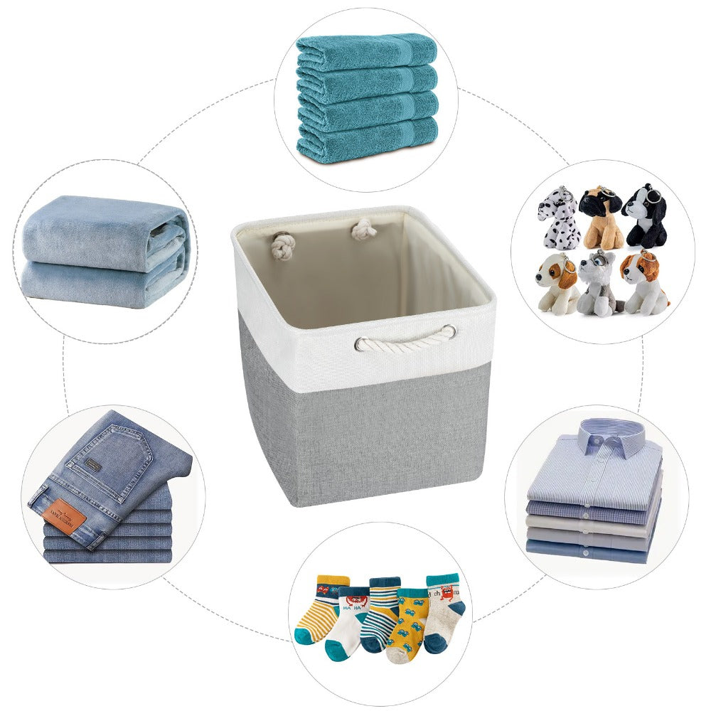 4x Collapsible Organiser 33x33x38 Cm Shelf Basket With Handles For Shelves Closets And Wardrobes Fabric Storage Basket