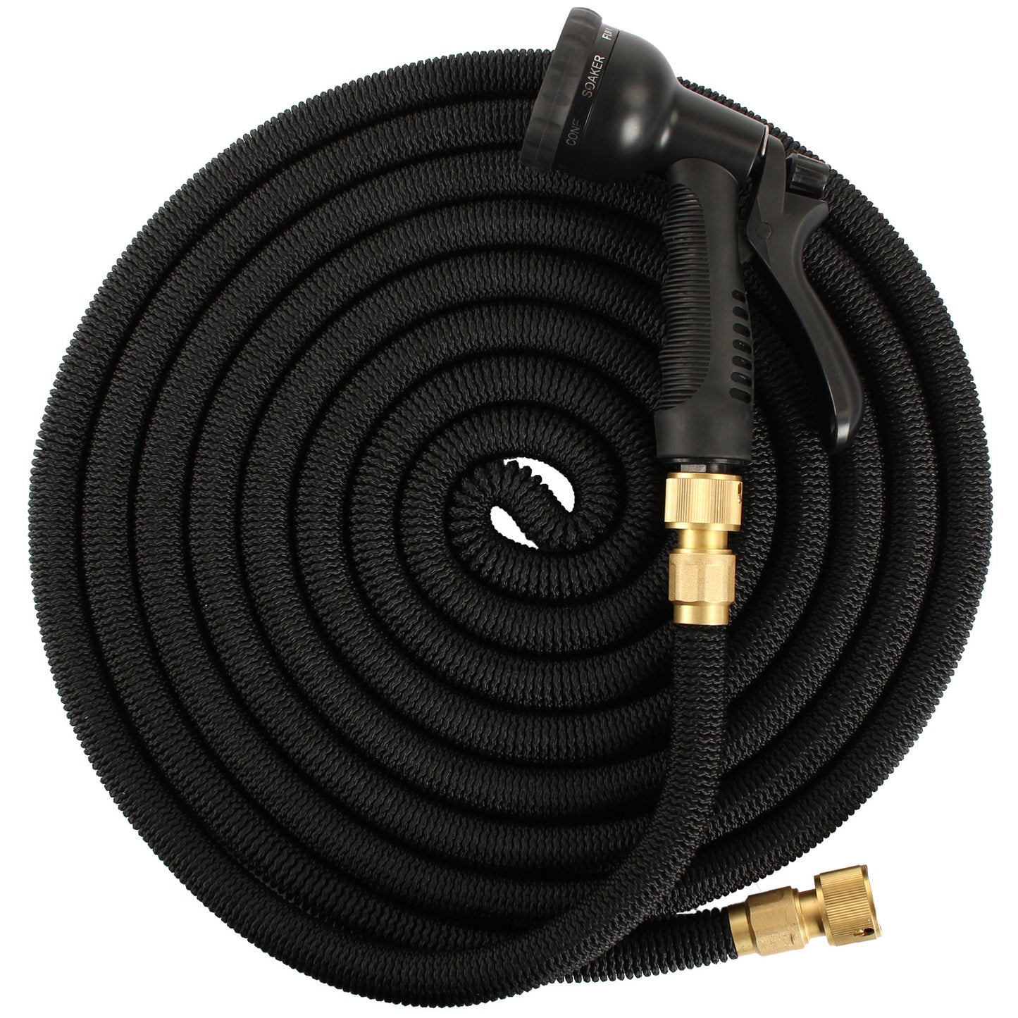 50FT/75FT/100FT Expandable Flexible Garden Hose Magic Hose Pipes Car Washing Gardening Hose with 7 Setting Professional Water Spray Nozzle Gun Expandable Hose Garden Hoses, Black