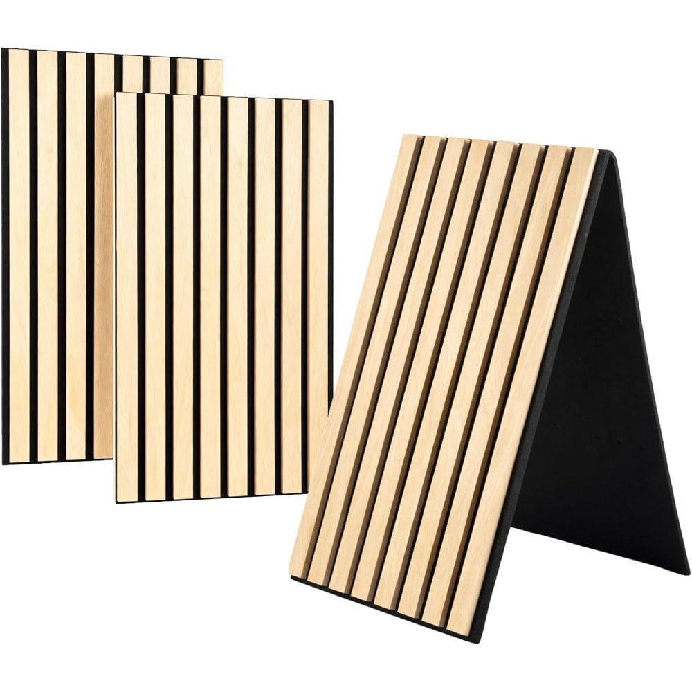 2 Pack 120x32cm Wood Slat Wall Panels, Foldable Acoustic Sound Proofing Panels with Felt Backing for Home Bedroom TV Feature Wall