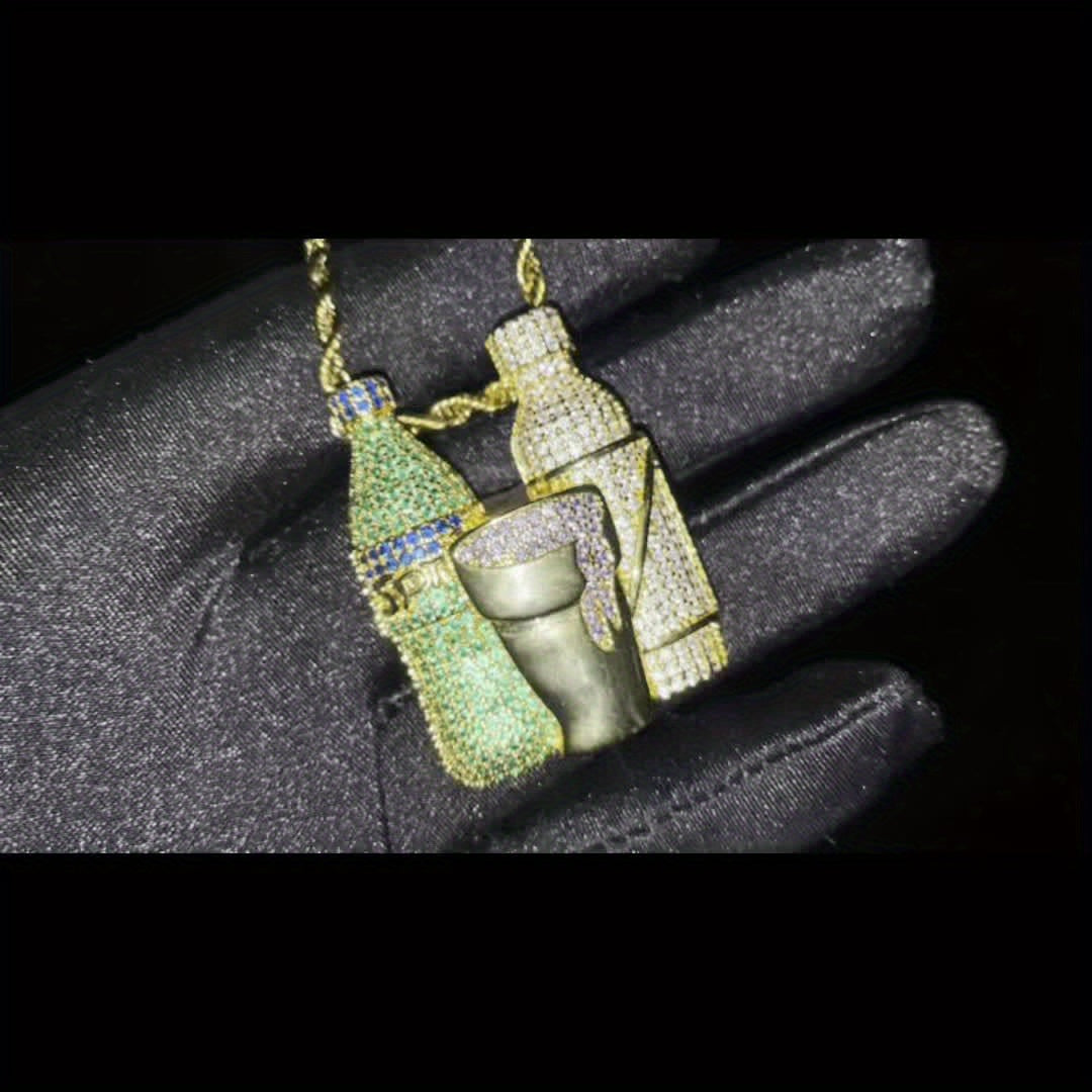 ICEDCHICS 1pc Hip Hop Pendant, Rap Hipster Coloured Synthetic Synthetic Zirconia Street Rap