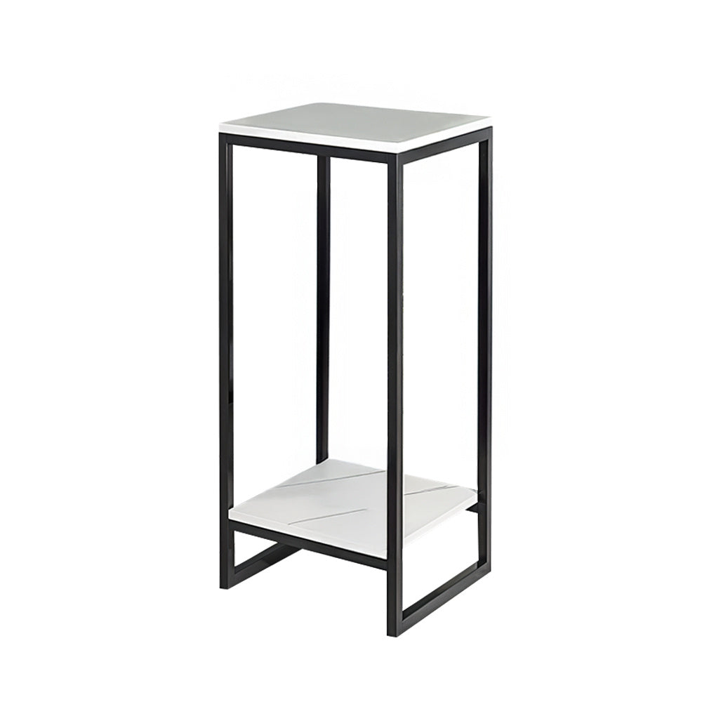 1pc Floor-to-ceiling Flower Stand in The Living Room, Balcony Column Plant Display Rack, Double-layer Plant Display Rack Flower Stand, Black and White, 30*30*60cm
