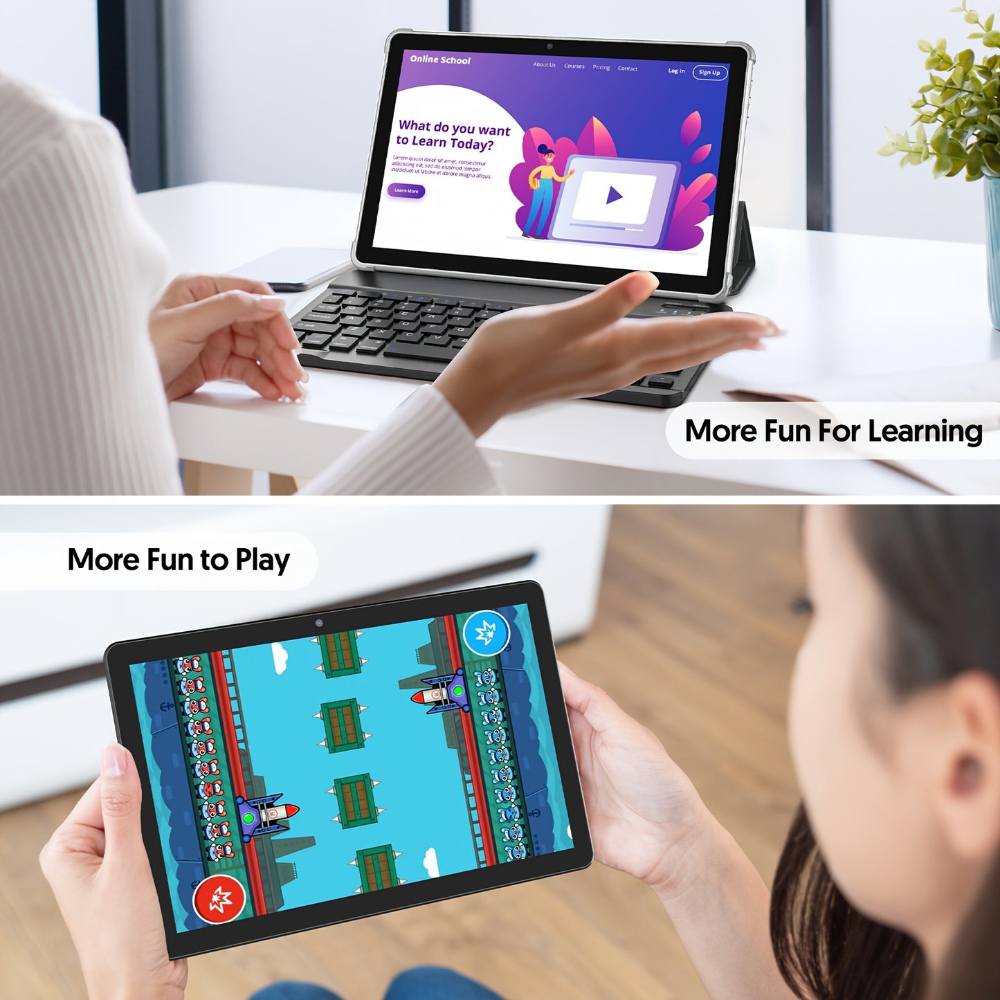 10-inch Tablet, Android 13 Tablet, 2-in-1 Tablet with Keyboard, Case, Stylus, 7+3+4GB Expandable RAM, 64GB ROM + 1TB Expandable Storage, Quad-core Processor, 2MP + 8MP Dual Camera, 5G/2.4G WiFi, 6000mAh Battery, 1280*800 IPS Touchscreen
