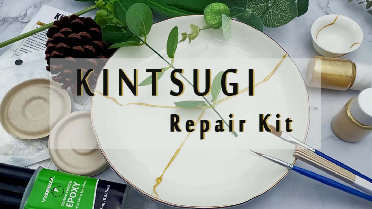Kintsugi Repair Kit with Gold Powder & Glue for Ceramic Bowls Vases Plates Beginner Kintsugi Craft Set Japanese Art of Golden Repair
