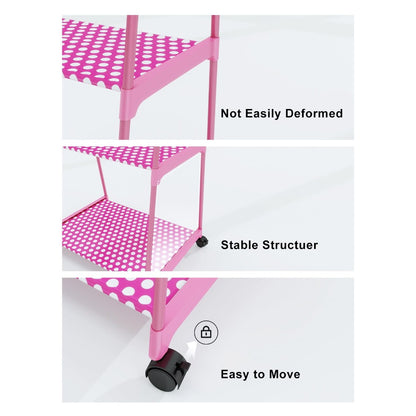 Multifunctional Metal Clothes Hanger with Triangular Wheeled Stand, Mobile Multi-Layer Storage And Organization Rack, Suitable for Home, Kitchen, Wardrobe Organization, Hanging Clothes And Coat Rack - Suitable for Easter, Thanksgiving, Valentine'S Day, Fa
