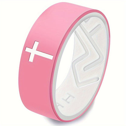 Cross Silicone Carved Ring, Fashion Easy Daily Engagement Proposal Wedding Outdoor Sports Ring Men Women Marriage Anniversary Valentine'S Day Father'S Day Mother'S Day Party Halloween Gift Jewelry Ring Cross Breathable Comfortable Ring 8Mm Bla