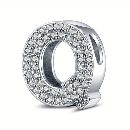 Fashion 925 Sterling Silver 26 Alphabet Letter Charms with Clear CZ for Women Jewelry Making Bracelet Necklace Accessories