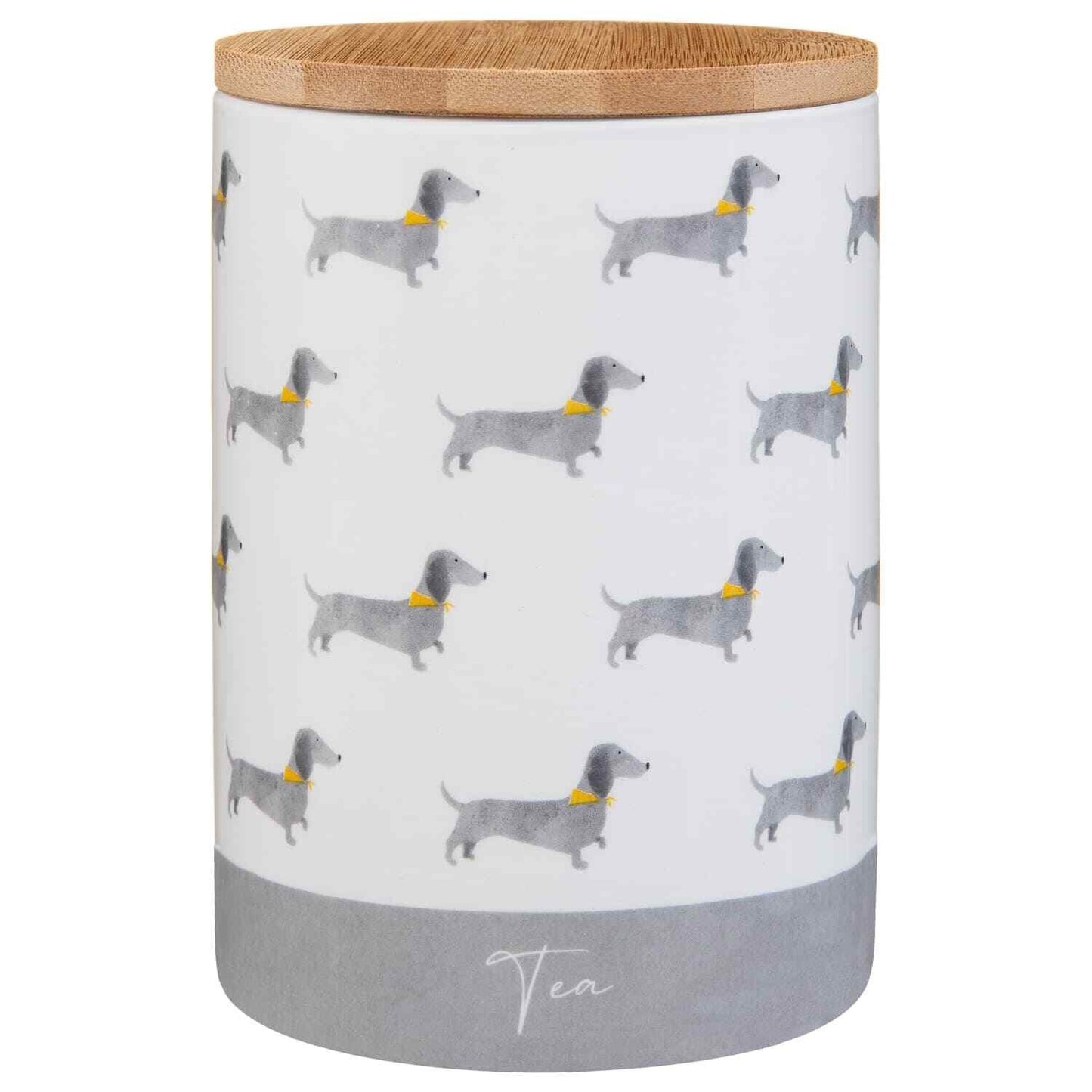 Set of 3 Ceramic Tea, Coffee & Sugar Canisters – Sausage Dog Design Storage Jars with Lids, Kitchen Pots