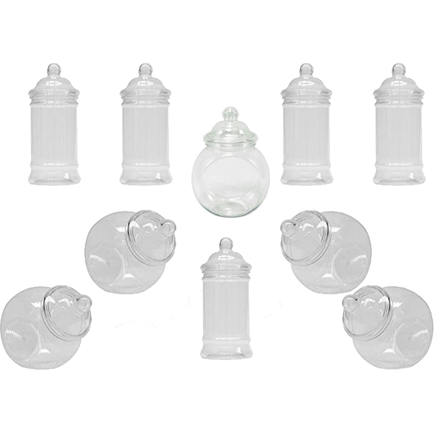 10 Cute Retro Style Food Grade Plastic Candy Jars for Do-it-Yourself Truly Sweet Candy Buffet, Sweet Table, Party Favour table