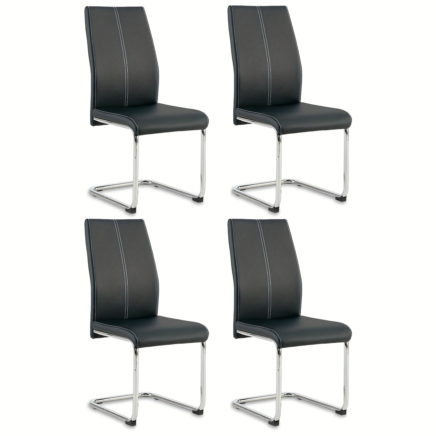 Modern Cantilever Dining Chair - Neutral Leather And Metal Design, Ergonomically Comfortable for Today'S Living Areas