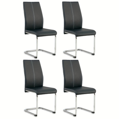 Modern Cantilever Dining Chair - Neutral Leather And Metal Design, Ergonomically Comfortable for Today'S Living Areas