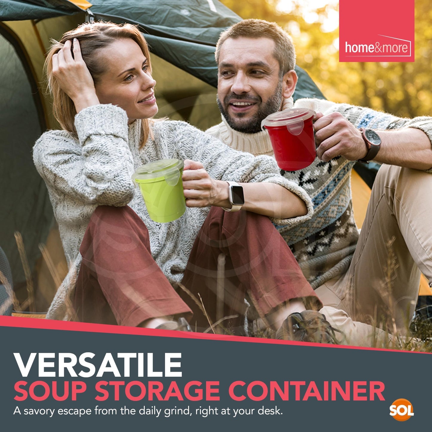 4 Pack Microwave Soup Mugs 700ml | Plastic Soup Containers with Handles & Lids | Stackable Microwave Bowls for Reheating & Serving | Dishwasher Safe Soup Mugs for Leftovers, Porridge & Hot Meals at Home, Office or School