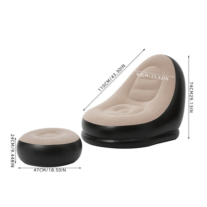 Multi-colour Everyday Outdoor Inflatable Sofa Set, PVC Material with Foot Pump, Portable Air Mattress with Footstool, Suitable for Picnics, Camping, Beach Trips, Travel and Home Use