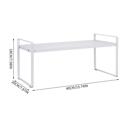 Multi-Tier Storage Rack, Mug Shelves for Desks, Black/White/Natural Wooden and Metal Countertop Organizer Shelf, Display Rack, Perfect for Dormitories Home Office Kitchen Bathroom