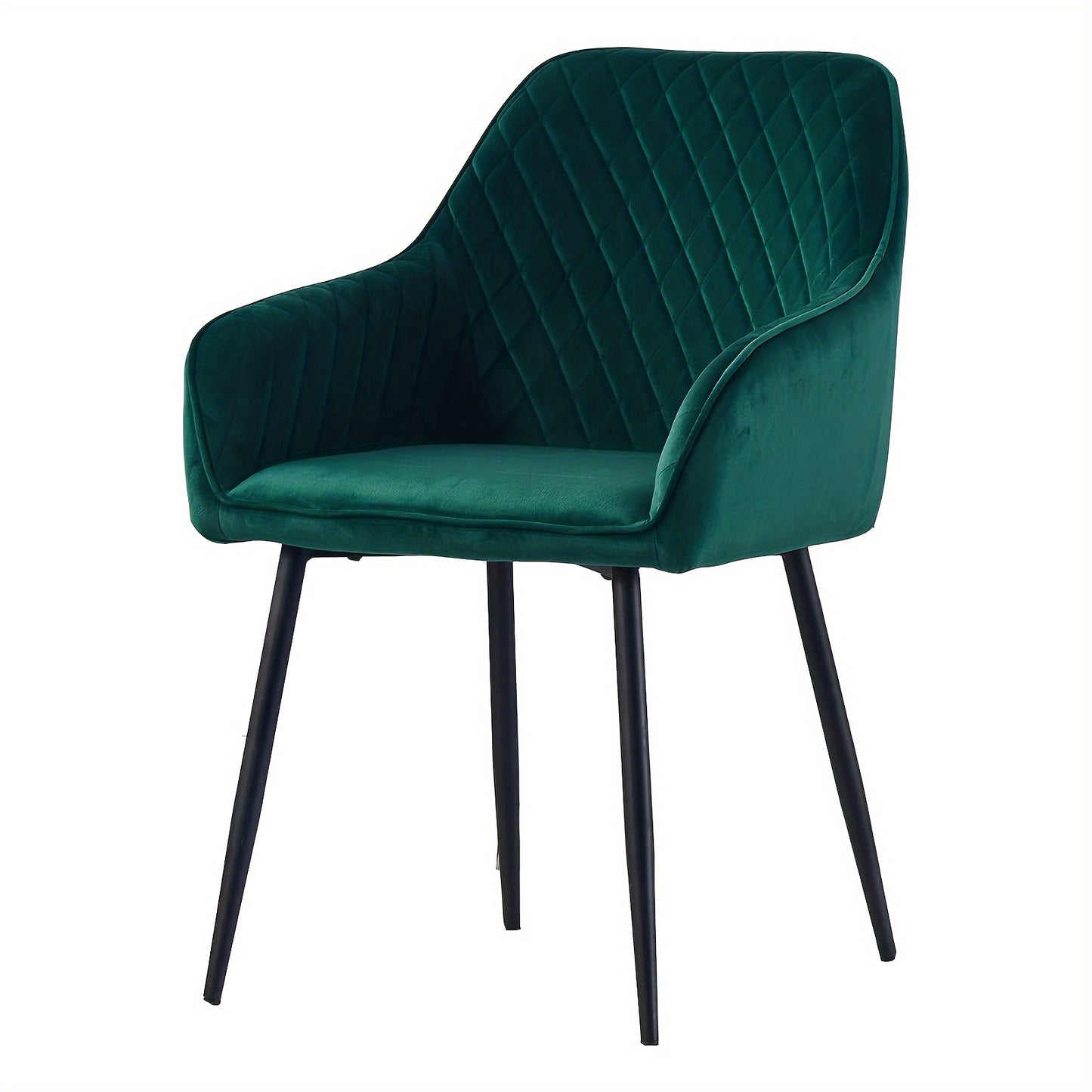 Velvet Dining Chairs with Armrests & Black Metal Legs, Upholstered Armchair 120kg Capacity 43x55x81cm, Set of 1 2 4 or 6 for Dining Room Kitchen Living Room