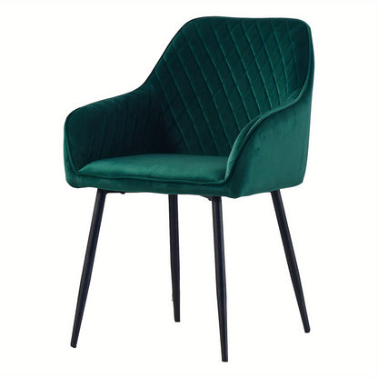 Velvet Dining Chairs with Armrests & Black Metal Legs, Upholstered Armchair 120kg Capacity 43x55x81cm, Set of 1 2 4 or 6 for Dining Room Kitchen Living Room