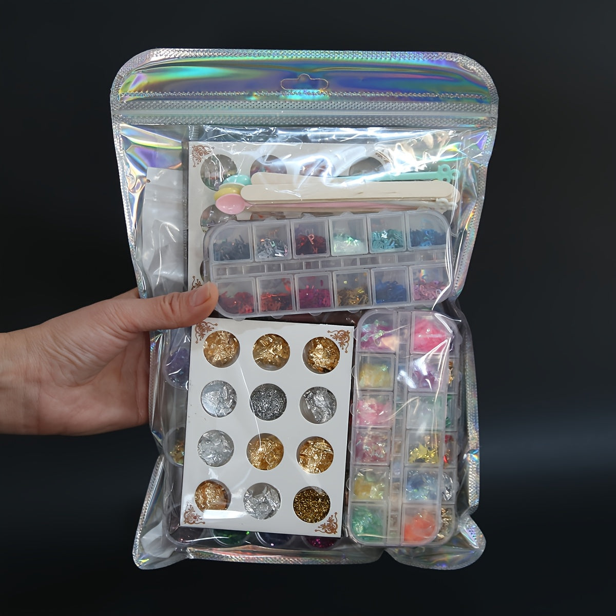 Resin Decoration Accessories Kit, Resin Accessories Jewelry Making Fillers Supplies, Heart Star Letter Shape Glitter Sequins Resin Jewelry Casting Molds, Jewelry Making Supplies, Jewelry Making Tools, Jewelry Making Kits, Jewelry, Nail Sticker For Nail Ar