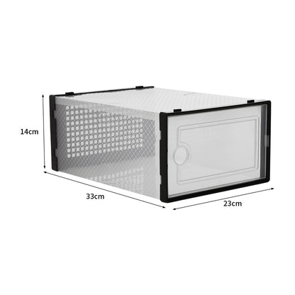 Pack of 12 Stackable Shoe Organizers Shoe Storage Boxes with Dustproof Doors, Large Shoe Boxes Transparent Foldable Shoe Storage Cabinet, Portable Space-saving Shoe Box, Under Bed Shoe Containers, Versatile Footwear Containers Holder for Entryway, Closet,