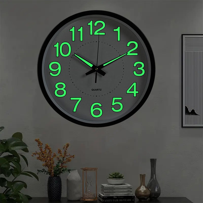 12" Luminous Wall Clock Glow in The Dark Wall Clock Silent Quartz Wall Clocks Non Ticking Sweep Movement, Easy To Read, Perfect for Living Room, Bedroom, Kitchen, Office, Study Room, Dining Room, Halloween Christmas Gifts, Birthday Gifts