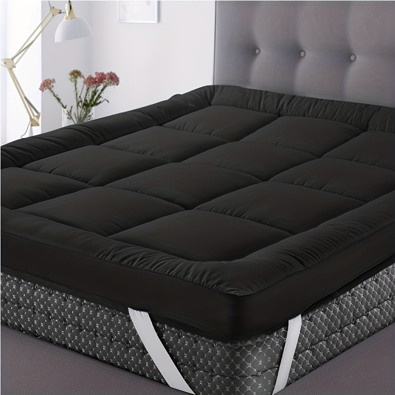 Hotel Quality Mattress Topper 10cm Deep 1200GSM Hollowfibre Overfilled Quilted Bed Pad with Elastic Corner Straps, Anti-Slip Topper for Single, Small Double, Double, King & Super King UK Beds