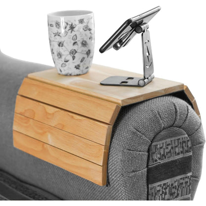 WINSOME Wooden Sofa Arm Tray Foldable Sofa Tray Couch Armrest Table Flexible Arm chair Tray Perfect for Drink Snacks, Magazine, and Remote
