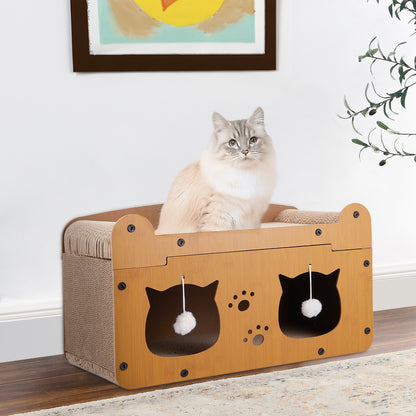 Double Layer Density Board Cat Nest Corrugated Paper Cat Scratch Board, Integrated Cat Room for Rest and Entertainment, Wear-resistant and Non Shedding, Universal Plush Cat Toy for All Seasons, Scratch Resistant Cat Pole, Vertical Cat Climbing Frame