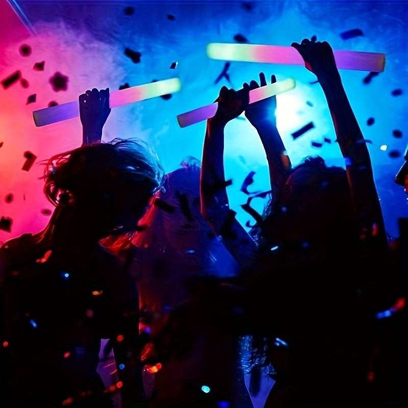 Bulk Pack of 30 LED Foam Light Sticks - Flashing Party Favors in Three Colors for Weddings, Sports Events, Concerts, Camping, And Glow Celebrations