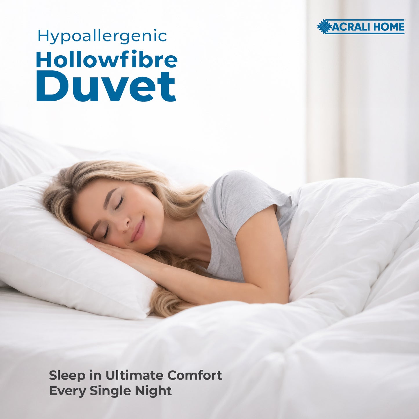 ACRALI HOME Summer Duvet Quilt All Seasons – Soft Breathable Lightweight Comforter 2.5 4.5 7.5 10.5 13.5 15 Tog – Cool Summer to Extra Warm Winter Quilt – Hotel Quality Luxury Bedding – Single Double King Super King – Machine Washable Durable Duvet Insert