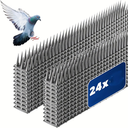 Total 10M 20M Anti Bird Spikes, 24/48pcs 43Cm Wall Fences Spikes for Bird Cat Small Animal Anti Climb Pigeons Deterrent Spikes, Outside Anti Bird Spikes Outdoor to Keep Birds Away