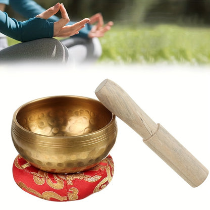 Tibetan Singing Bowl Set with Mallet - 7 Chakra Points, 432Hz Tuned for Yoga, Meditation & Sound Healing - Golden-Toned Singing Bowls for Chakra Balancing, Relaxation & Spiritual Practice - Portable Sound Healing Instrument for Home, Studio, Spa, Yoga Stu