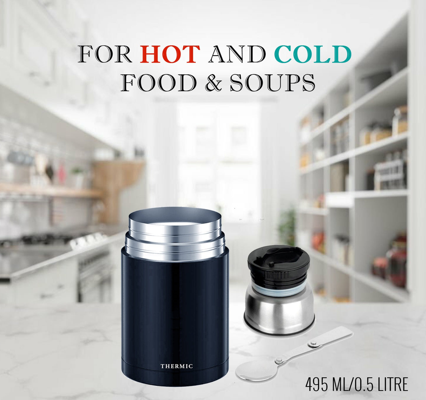 FOOD FLASK STAINLESS STEEL KEEP FOOD WARM AND COLD TOP QUALITY VACCUM TECHNOLOGY