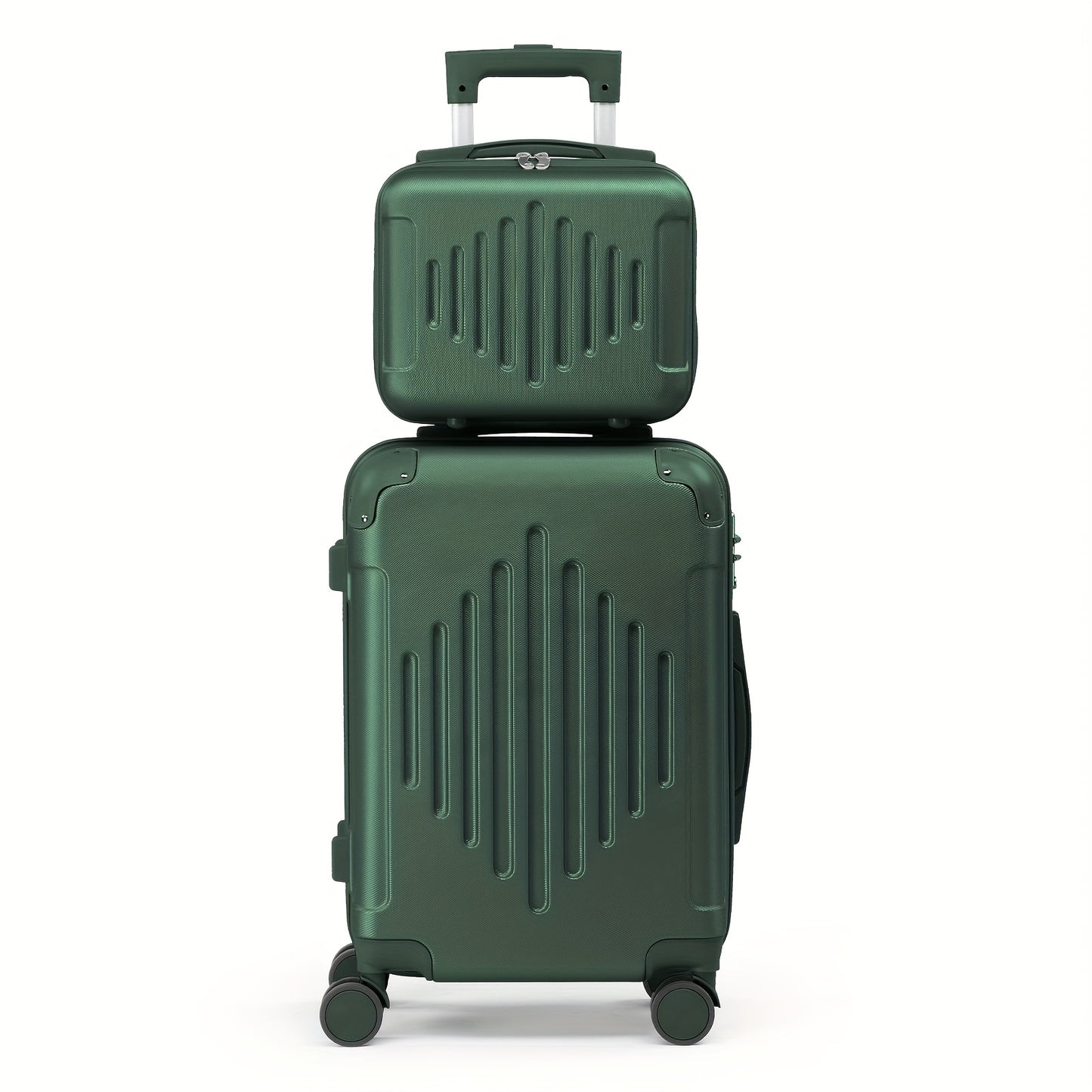 Set of 2 Luggage Pieces (20" And 12") for Travel, Featuring Lightweight, Portable Hard-Shell Suitcases with Spinner Wheels, Available in Rose Golden, Black, And Dark Gray
