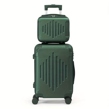 Set of 2 Luggage Pieces (20" And 12") for Travel, Featuring Lightweight, Portable Hard-Shell Suitcases with Spinner Wheels, Available in Rose Golden, Black, And Dark Gray