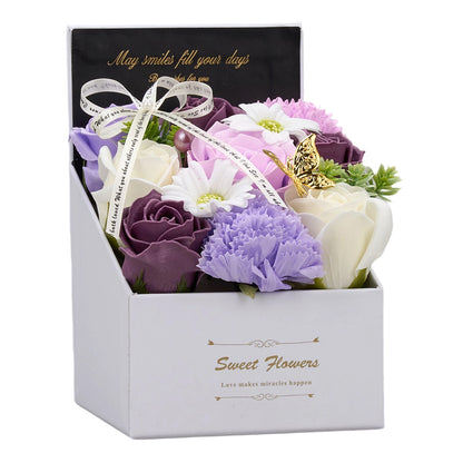Flower Flower Soap in Gift Box Decorative Soap Artificial Flower Bath Soap for Birthday Valentine'S Day Her Girls Lover Partial soap floral decoration